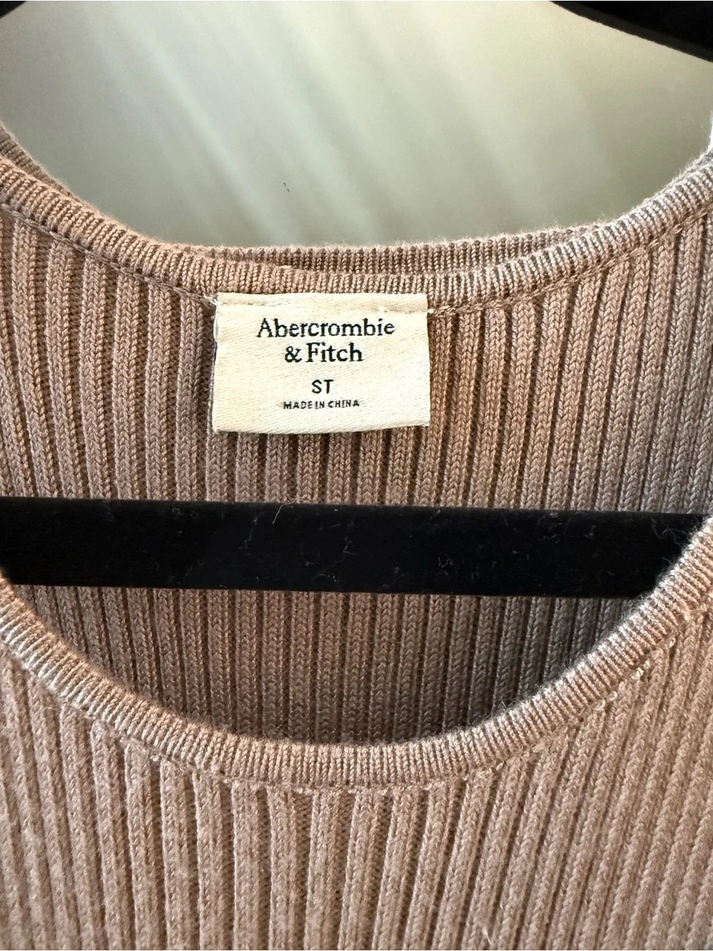 Abercrombie & Fitch Ribbed Maxi Dress with Cropped Cardigan - Taupe